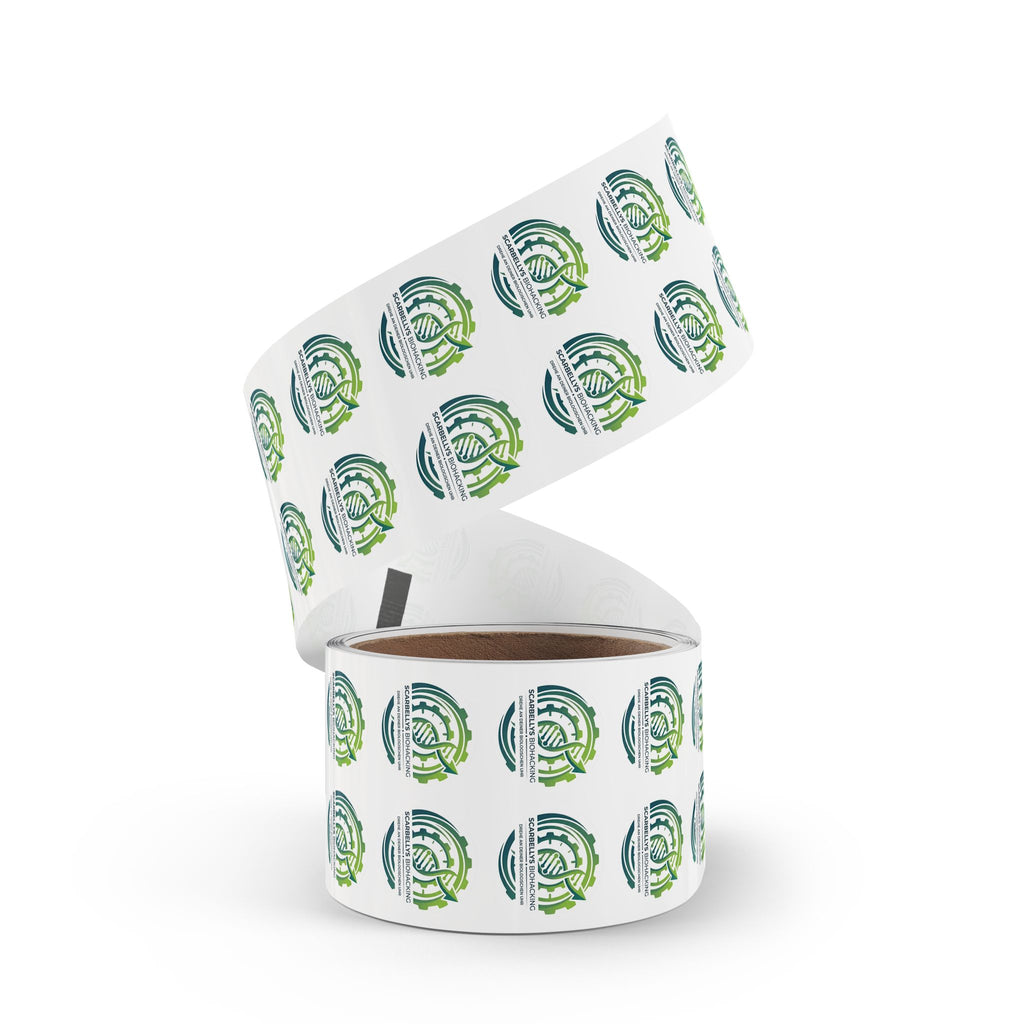 Round Sticker Rolls – Scarbelly’s Biohacking Logo Labels (Custom Circle Adhesive Stickers)
