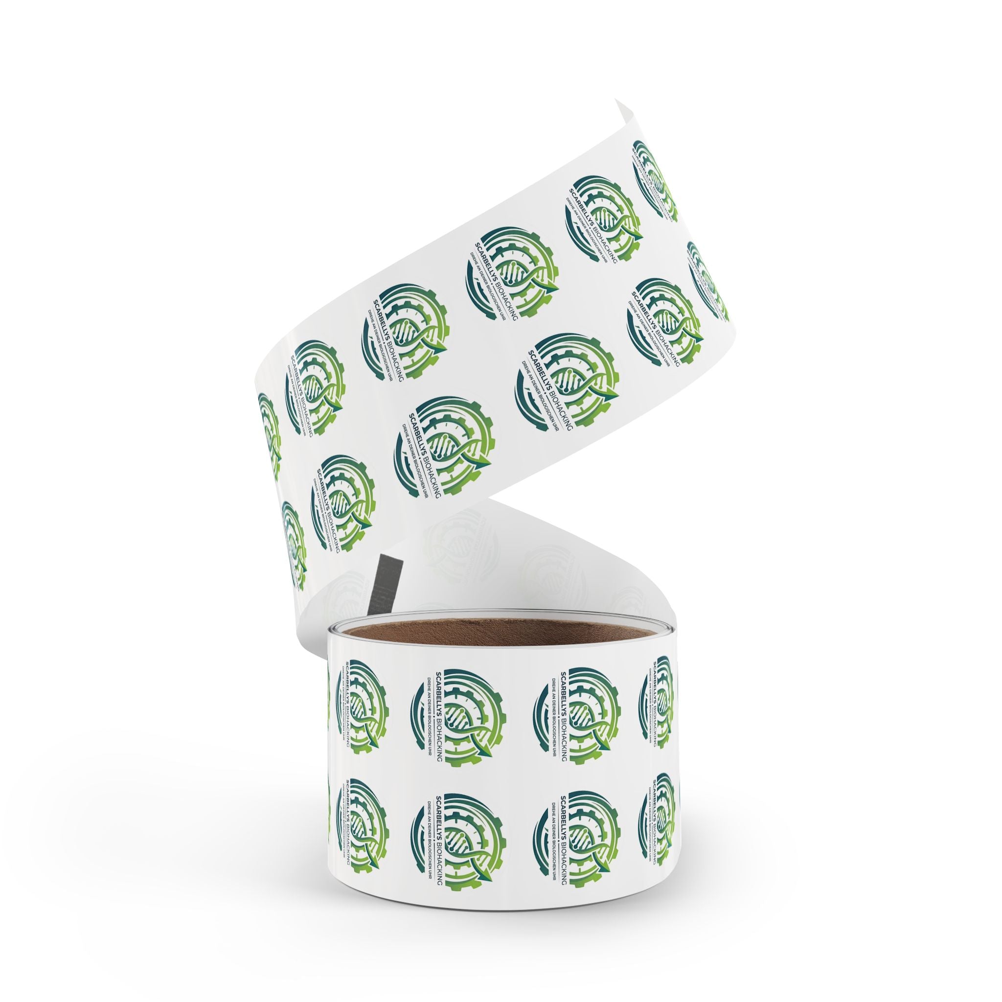 Round Sticker Rolls – Scarbelly’s Biohacking Logo Labels (Custom Circle Adhesive Stickers)