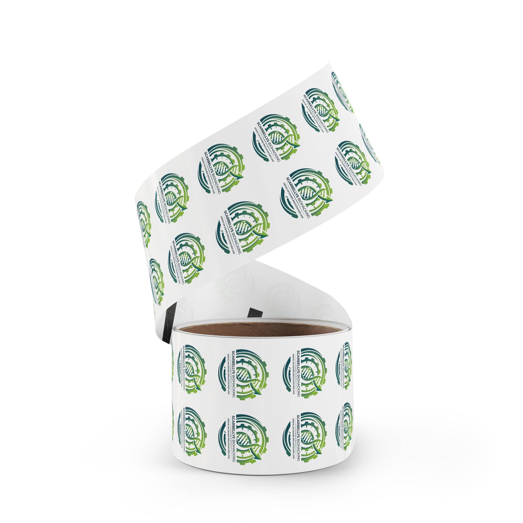 Round Sticker Rolls – Scarbelly’s Biohacking Logo Labels (Custom Circle Adhesive Stickers)