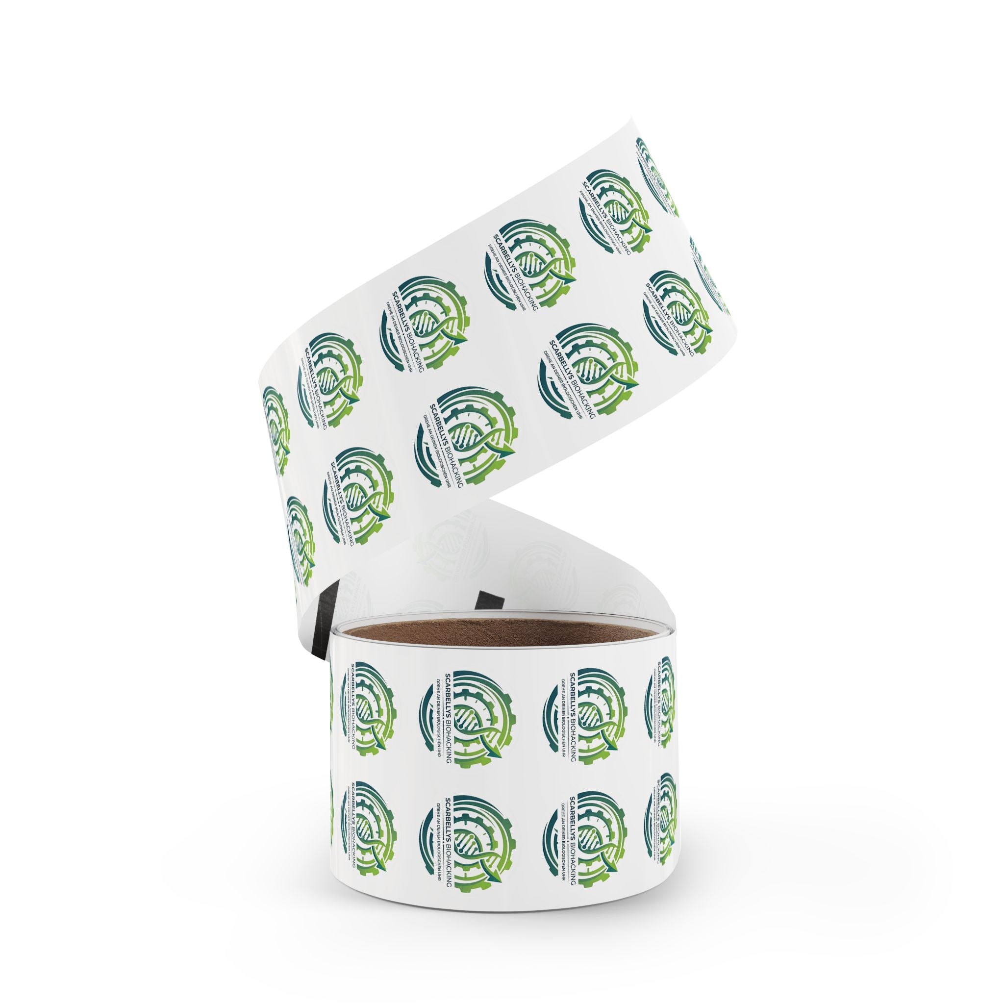 Round Sticker Rolls – Scarbelly’s Biohacking Logo Labels (Custom Circle Adhesive Stickers)