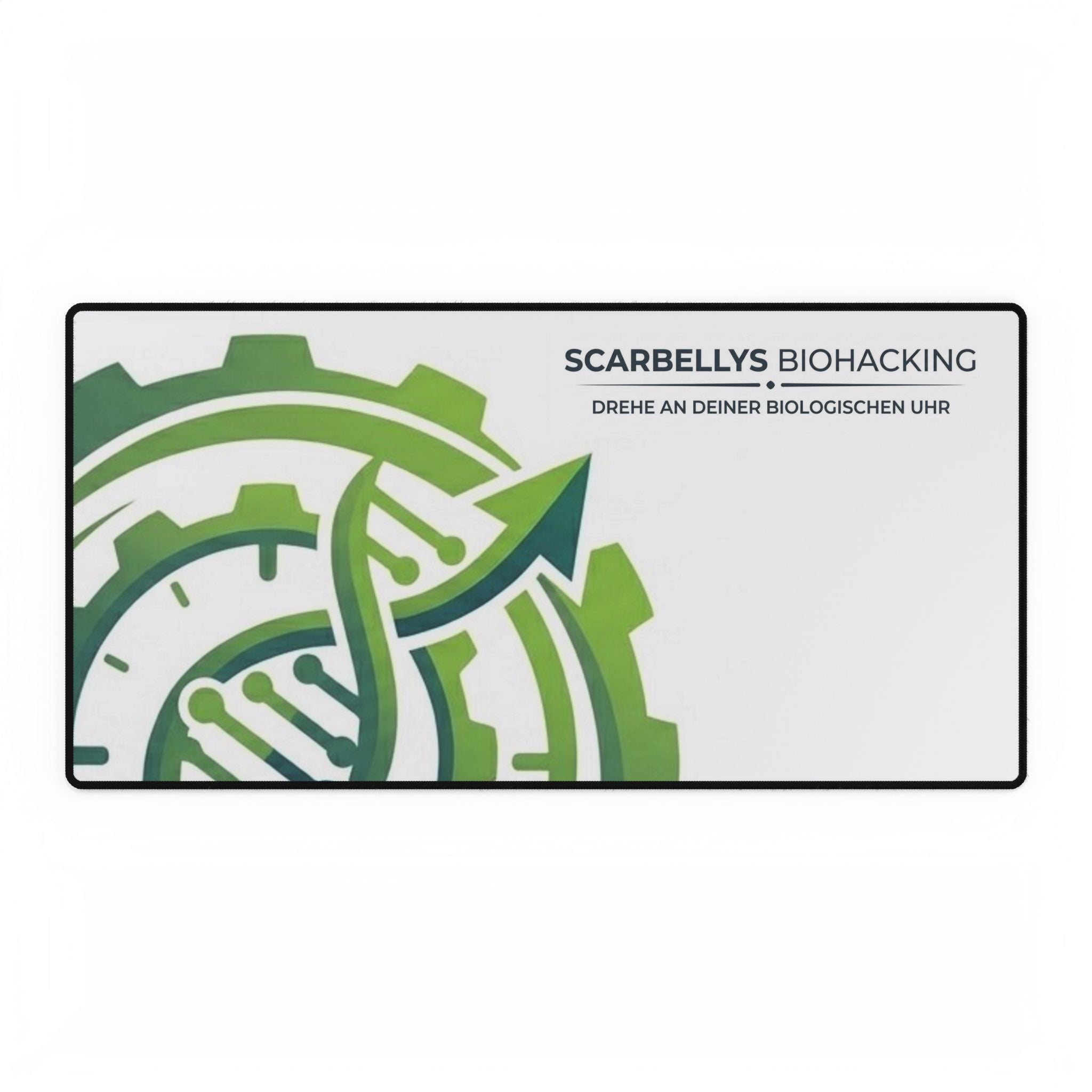 Biohacking Desk Mat — Scarbellys 'Drehe an deiner biologischen Uhr' Large Mousepad